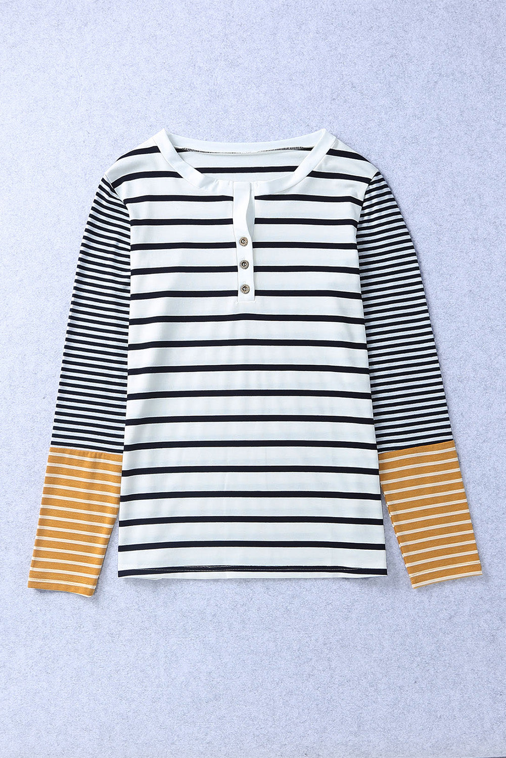 Striped Buttoned Long Sleeve Top