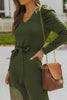 Belted Long Puff Sleeve V-Neck Jumpsuit - BELLATRENDZ