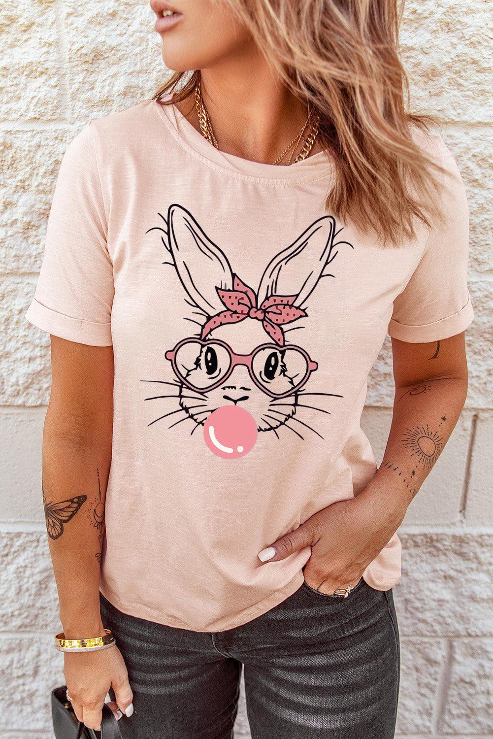 Rabbit Graphic Easter Tee Shirt - BELLATRENDZ