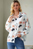 Hat Print Collared Neck Long Sleeve Shirt