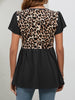 Leopard Round Neck Flutter Sleeve Babydoll Blouse - BELLATRENDZ