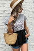 Leopard Color Block Babydoll Tee Shirt - BELLATRENDZ