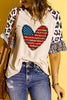 Star and Stripe Heart Graphic Leopard Top