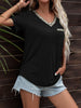 Glitter V-Neck Short Sleeve Tee Shirt - BELLATRENDZ