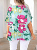 Plus Size Printed Notched Neck Half Sleeve Top - BELLATRENDZ