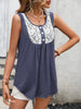 Lace Contrast Scoop Neck Tank - BELLATRENDZ