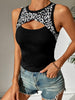 Leopard Cutout Round Neck Tank - BELLATRENDZ