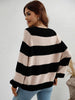 Striped Raglan Sleeve Ribbed Trim Knit Top - BELLATRENDZ