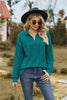 Collared Neck Cable-Knit Long Sleeve Blouse