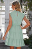 Ruffle Collar Tie Belt Tiered Dress - BELLATRENDZ