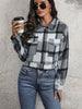 Plaid Button Up Drop Shoulder Cropped Jacket