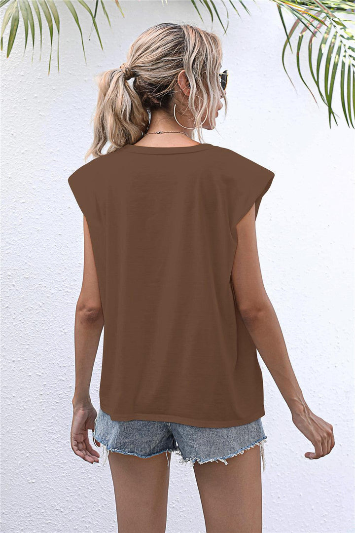 Round Neck Cap Sleeve Tee - BELLATRENDZ