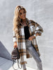 Plaid Collared Neck Longline Shirt