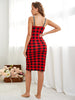 Plaid Scoop Neck Knee-Length Night Dress - BELLATRENDZ