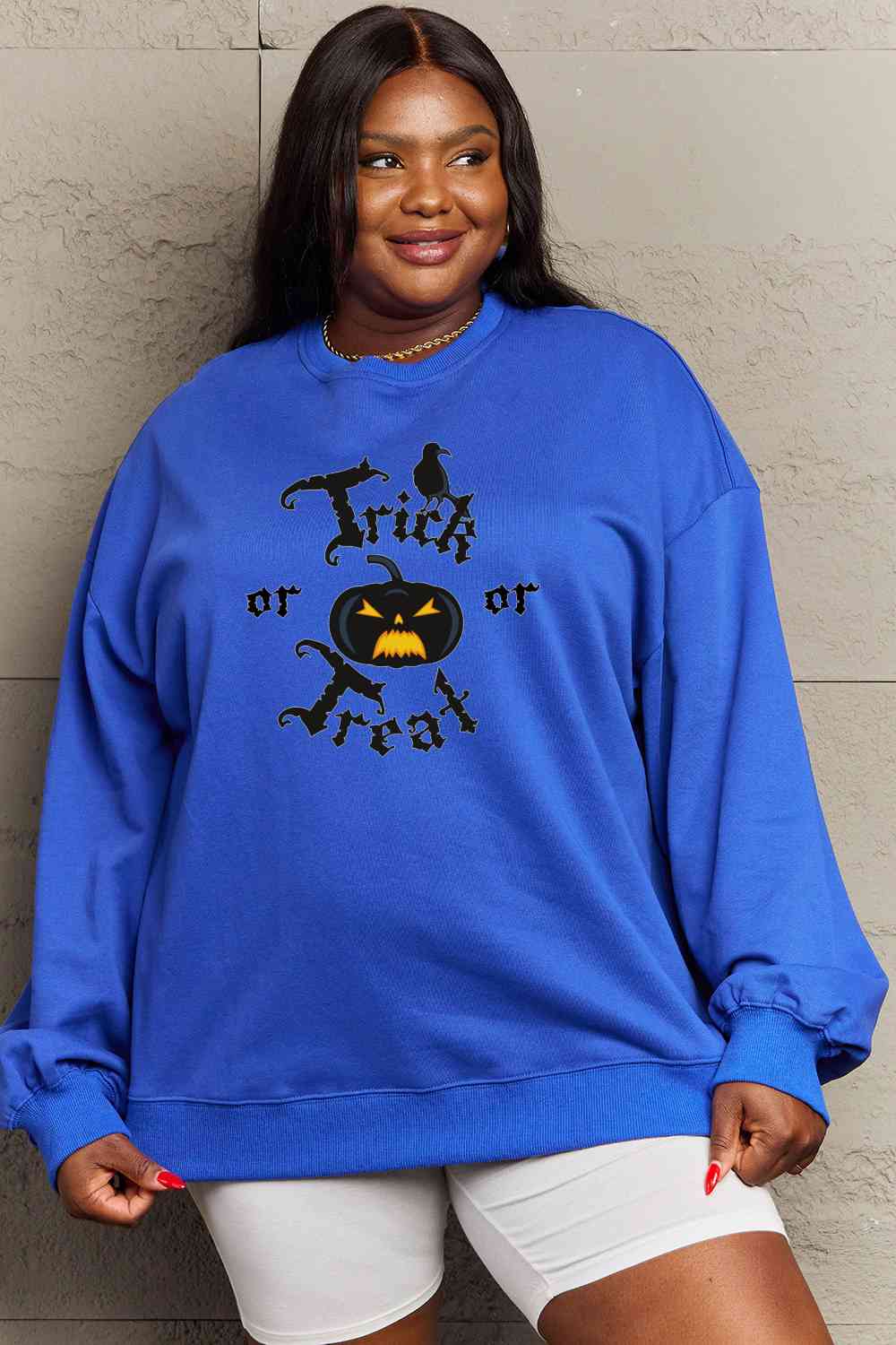 Simply Love Full Size TRICK OR TREAT Graphic Sweatshirt