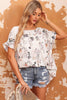 Floral Boat Neck Flounce Sleeve Blouse - BELLATRENDZ