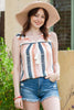 Striped Tassel Tie V-Neck Tank - BELLATRENDZ