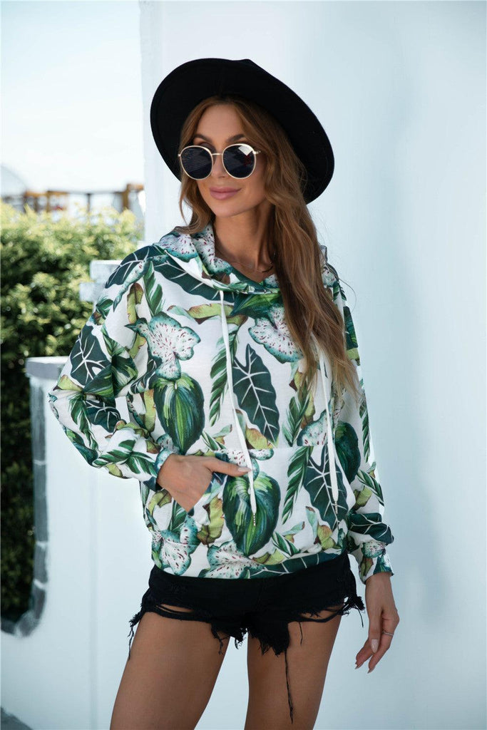 Printed Dropped Shoulder Hoodie - BELLATRENDZ