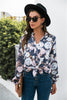 Floral Print Mock Neck Button Front Shirt - BELLATRENDZ