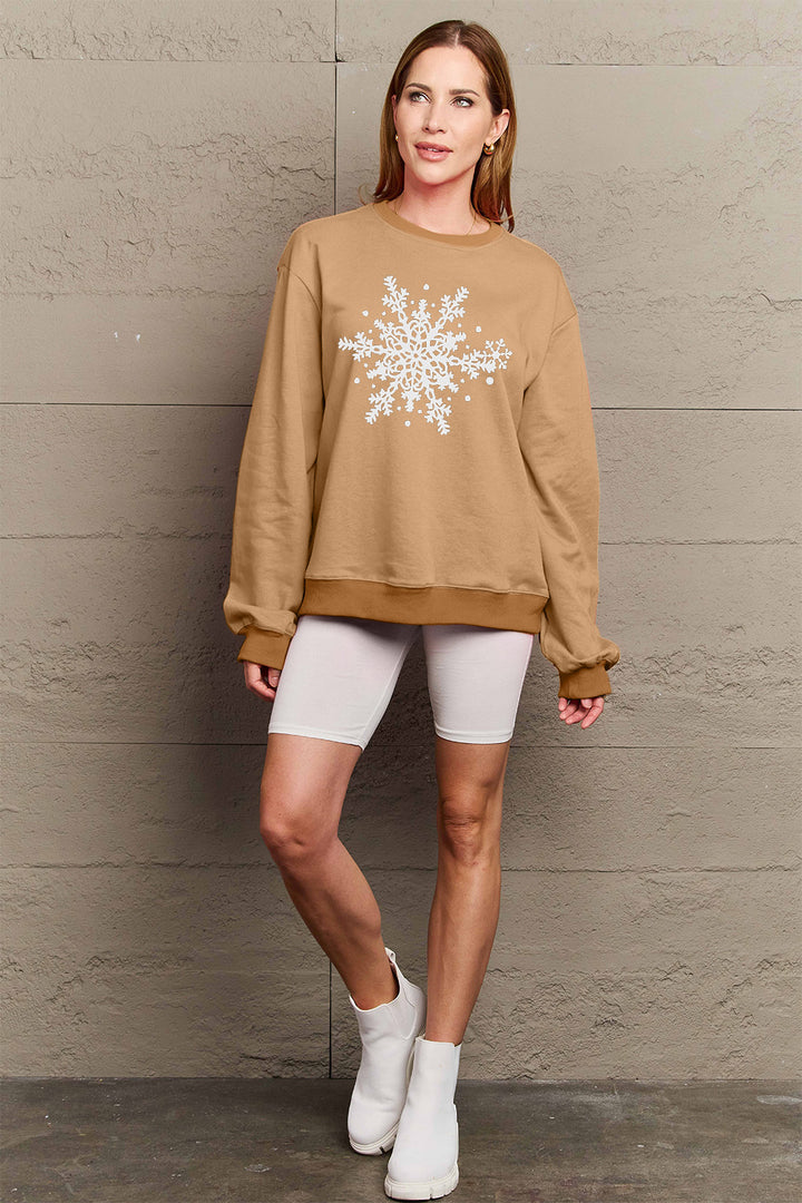 Simply Love Full Size Snowflake Graphic Sweatshirt