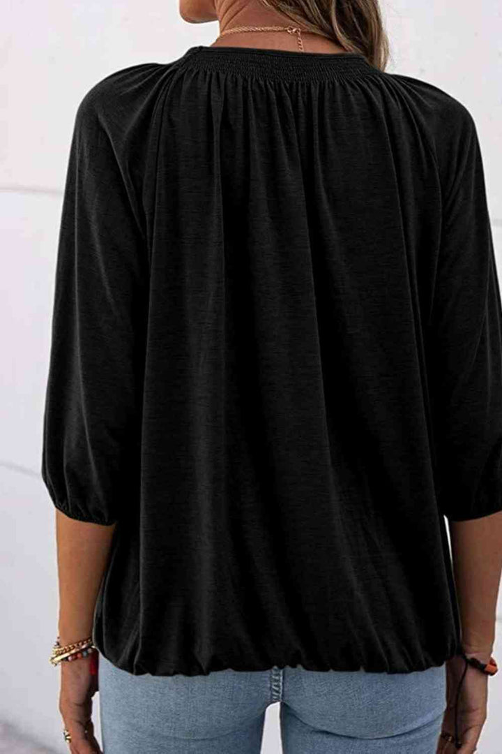 Gathered Detail Round Neck T-Shirt