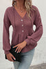 Waffle-Knit Buttoned Drop Shoulder Hoodie - BELLATRENDZ