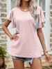 Round Neck Flutter Sleeve Blouse - BELLATRENDZ