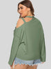 Plus Size Cold-Shoulder Tied Top - BELLATRENDZ