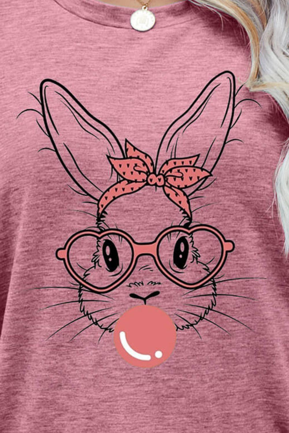 Easter Bunny Graphic Round Neck T-Shirt - BELLATRENDZ