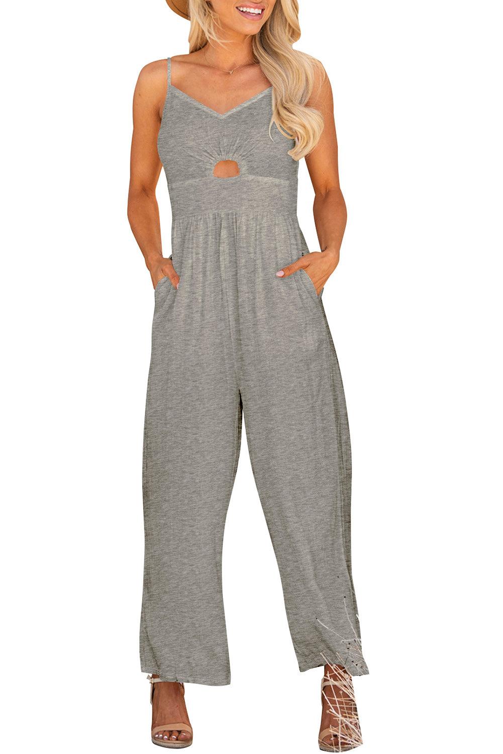 Smocked Spaghetti Strap Wide Leg Jumpsuit - BELLATRENDZ