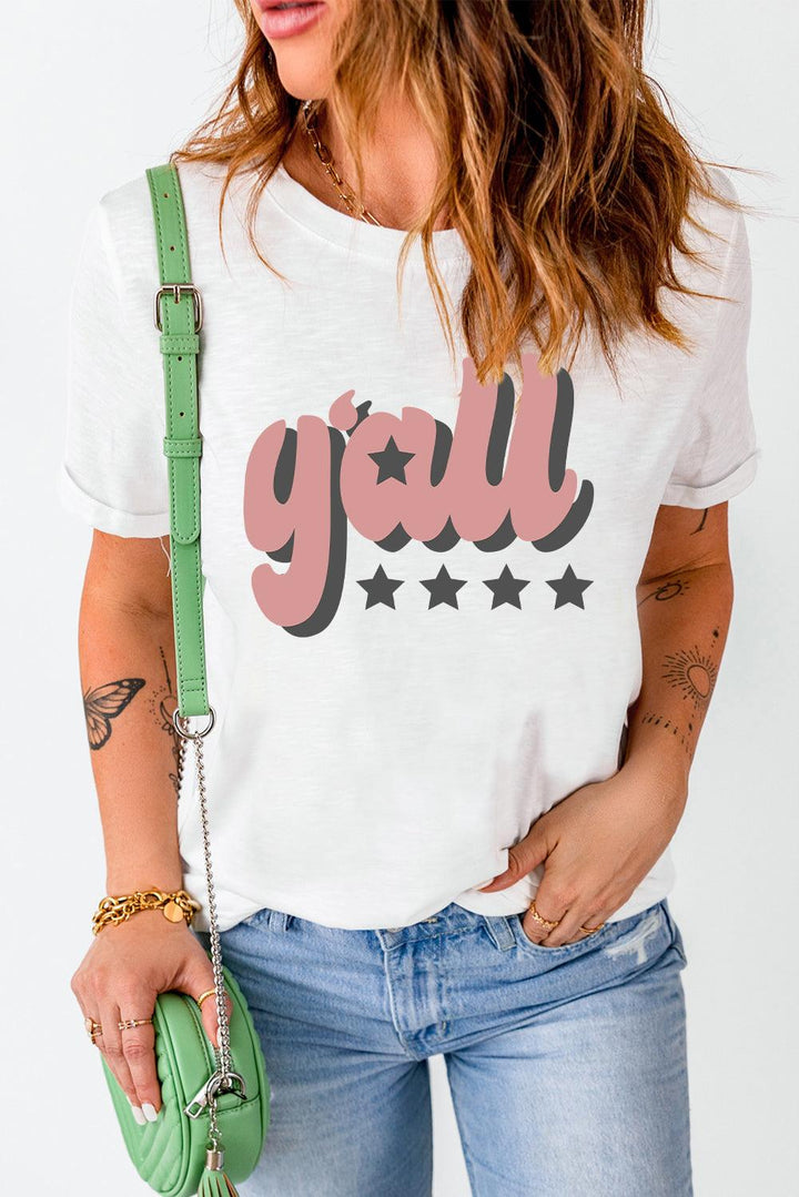 Y'ALL Graphic Round Neck Tee - BELLATRENDZ