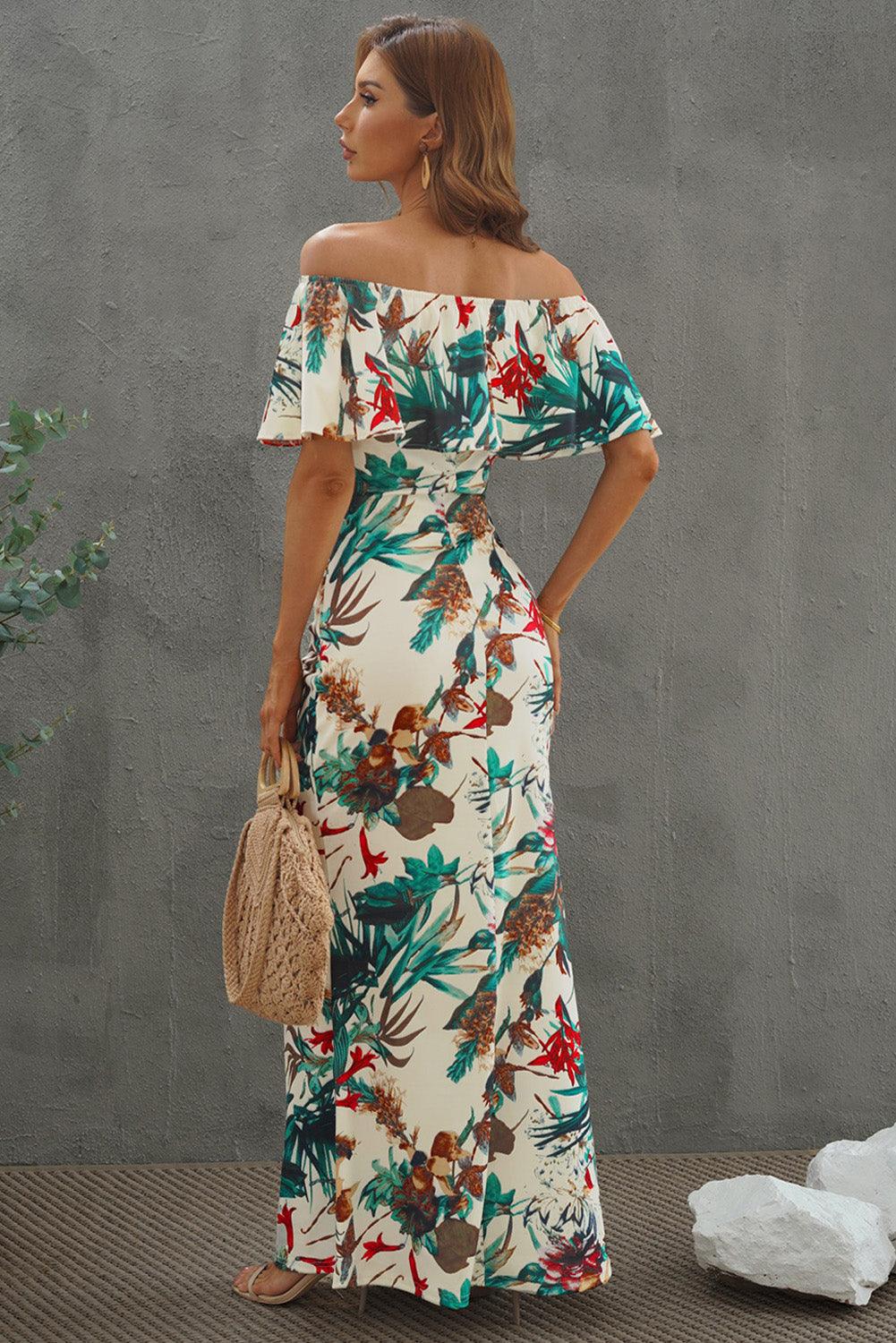 Floral Layered Off-Shoulder Maxi Dress - BELLATRENDZ