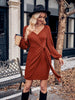 Asymmetrical Surplice Puff Sleeve Mini Dress - BELLATRENDZ