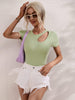 Cutout Round Neck Short Sleeve Knit Top