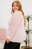 Plus Size Sheer Striped Sleeve V-Neck Top - BELLATRENDZ