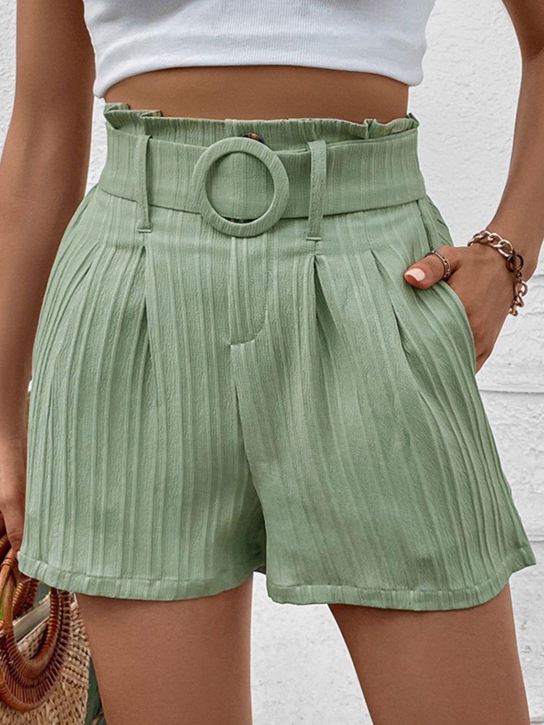 Belted Shorts with Pockets - BELLATRENDZ