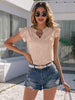 Notched Neck Butterfly Sleeve Blouse - BELLATRENDZ