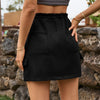 Drawstring Straight Hem Denim Mini Skirt with Pocket - BELLATRENDZ