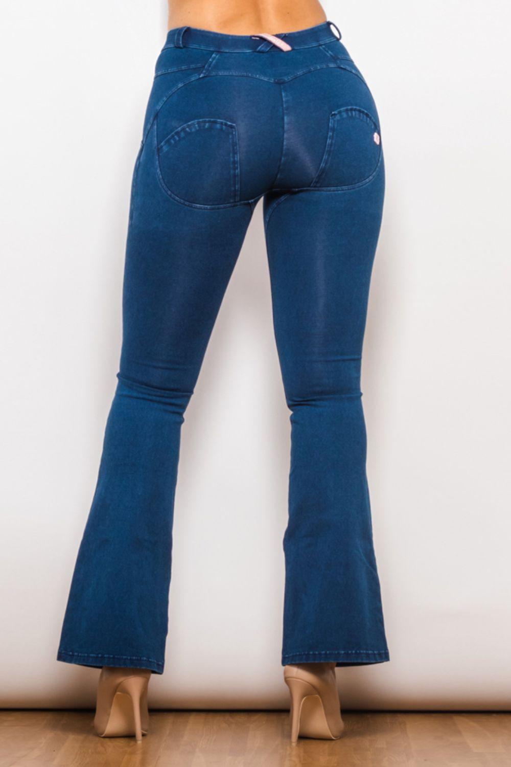 Buttoned Flare Long Jeans - BELLATRENDZ