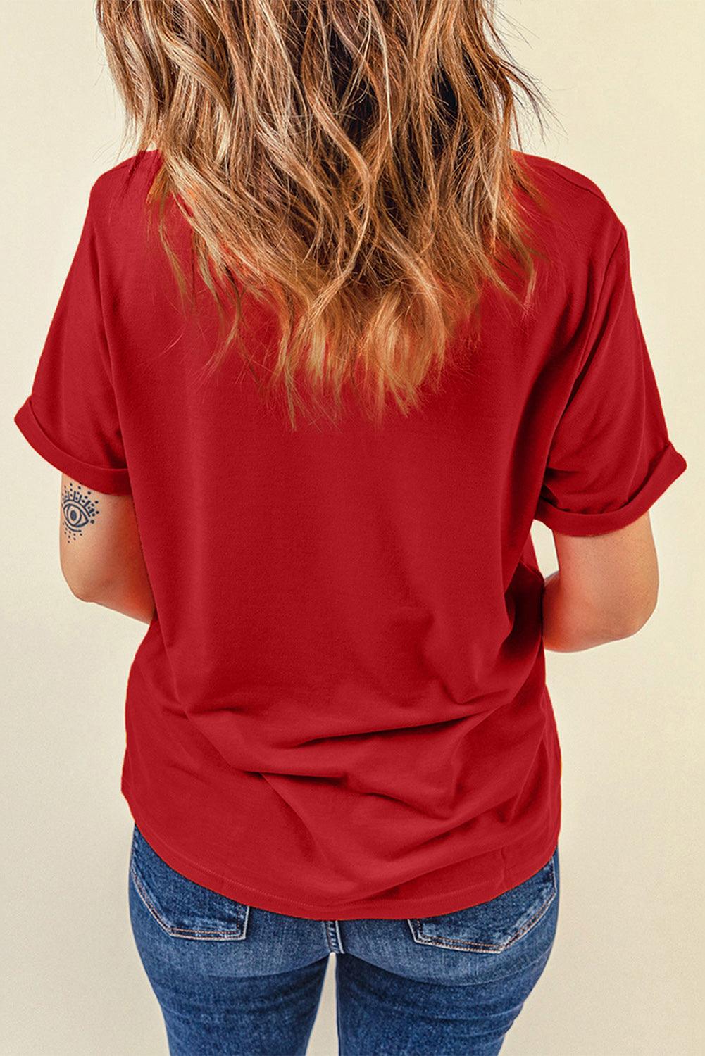 Round Neck Cuffed Short Sleeve Tee - BELLATRENDZ