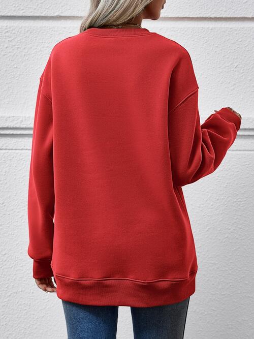 LIVE CHRISTMAS Drop Shoulder Round Neck Sweatshirt