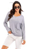 V-Neck Drop Shoulder Open Back Sweatshirt - BELLATRENDZ