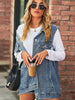 Collared Neck Sleeveless Denim Top with Pockets - BELLATRENDZ