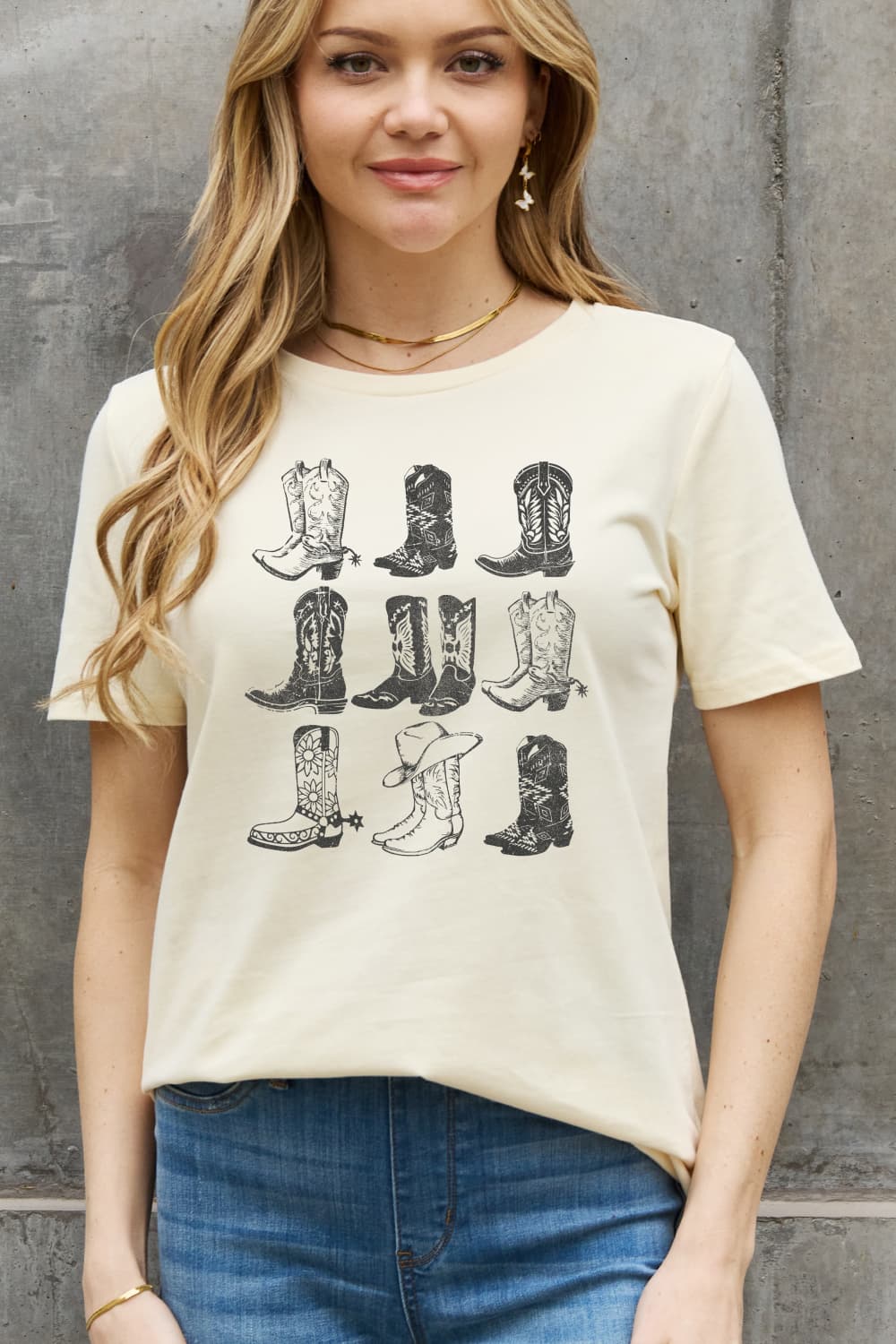 Simply Love Full Size Cowboy Boots Graphic Cotton Tee