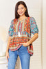 Double Take Bohemian Tassel Tie Puff Sleeve Babydoll Blouse