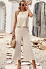 Buttoned Round Neck Tank and Wide Leg Pants Set - BELLATRENDZ