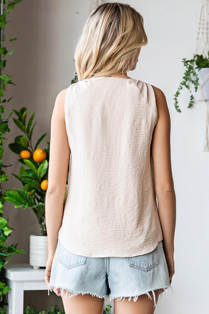 Knot Detail V-Neck Tank - BELLATRENDZ