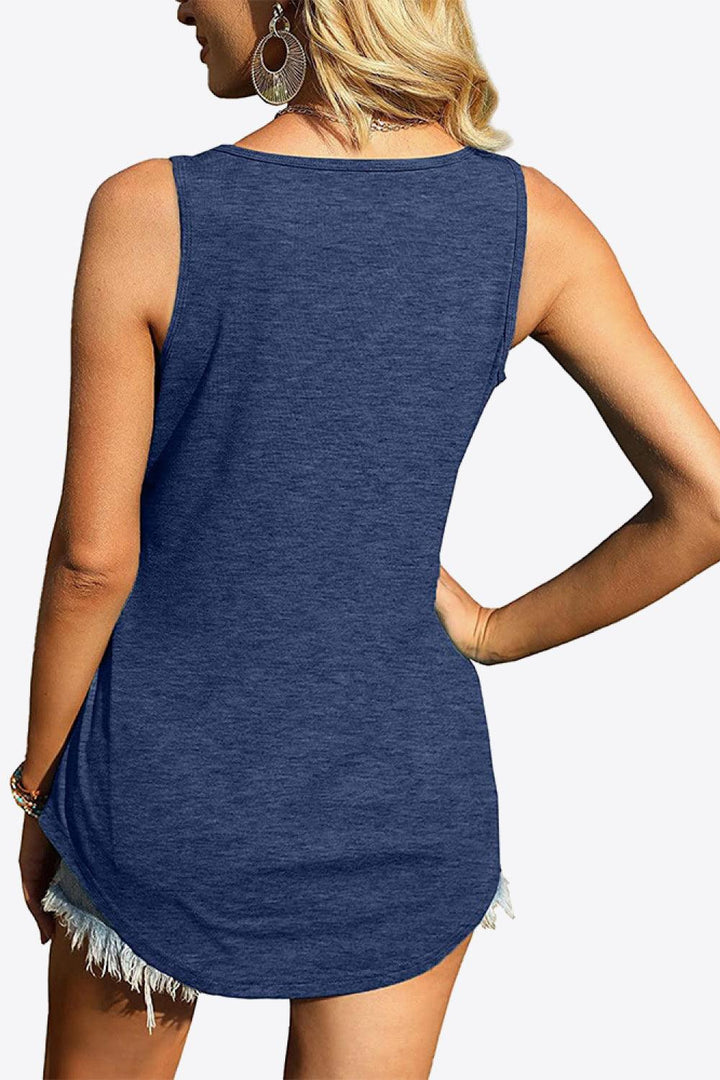 Curved Hem Square Neck Tank - BELLATRENDZ