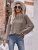 Long Flounce Sleeve Round Neck Blouse