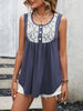 Lace Contrast Scoop Neck Tank - BELLATRENDZ